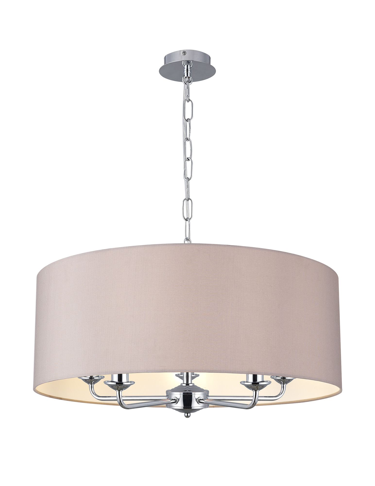 DK0651  Banyan 60cm 5 Light Pendant Polished Chrome, Grey